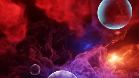 A floating bright orange cosmic nebula Stock-Footage 202593886