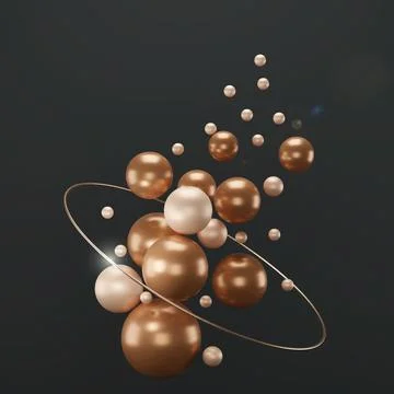 Floating bronze spheres Stock Illustration