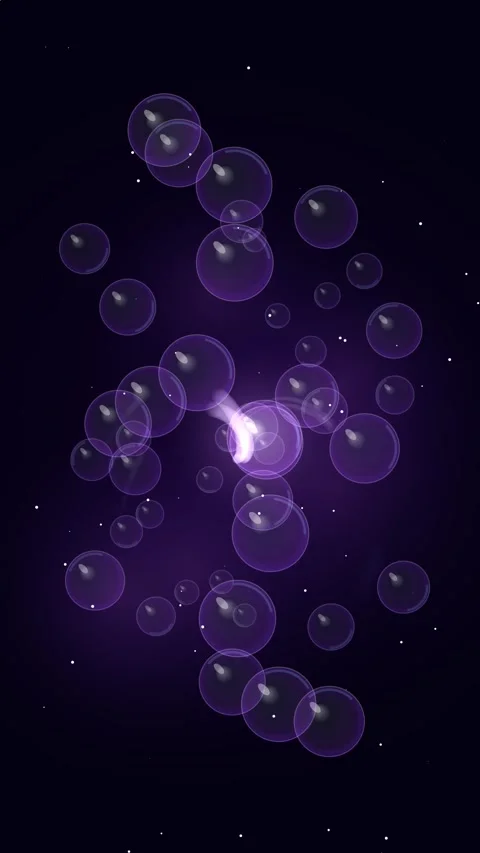 Floating bubble abstract animation on dark purple background Stock Footage 345497910
