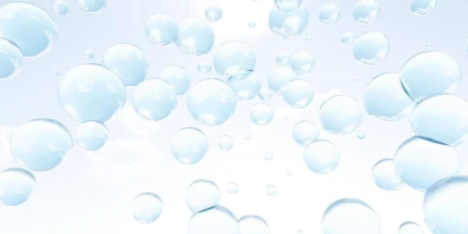 Floating bubbles in the air 3d render illustration Stock Illustration