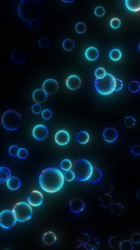 Floating bubbles in a dark background create a serene Stock Footage 312387574