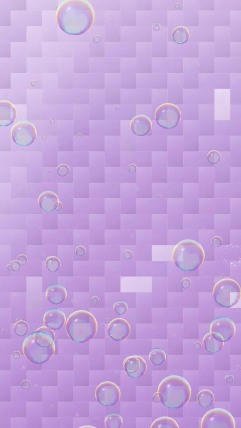 Floating Bubbles on Lilac Herringbone Glass Pattern Vertical Background Loop Stock Footage 345300947