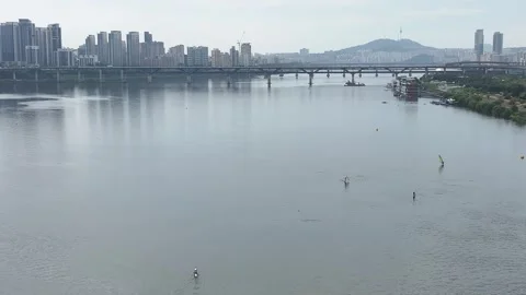 Floating Café at Ttukseom Park, Han River Stock Footage 318833413