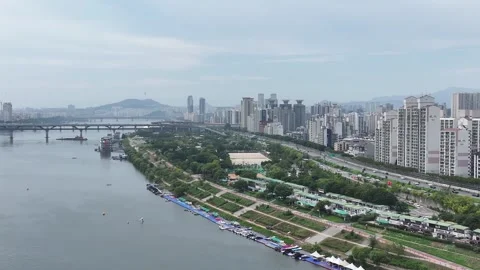 Floating Café at Ttukseom Park, Han River Stock Footage 318833594