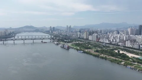 Floating Café at Ttukseom Park, Han River Stock Footage 318834099