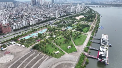 Floating Café at Ttukseom Park, Han River Stock Footage 318836631