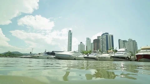 Floating camera near water Stock Footage 76316274