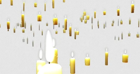Floating candles over transparent background. Looping 3D animation. Stock Footage 297413202