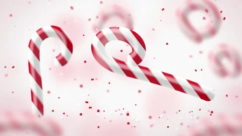 Floating Candy Canes with Red and Pink Accents Sweet Holiday Motion Graphics Stock-Footage 345939803