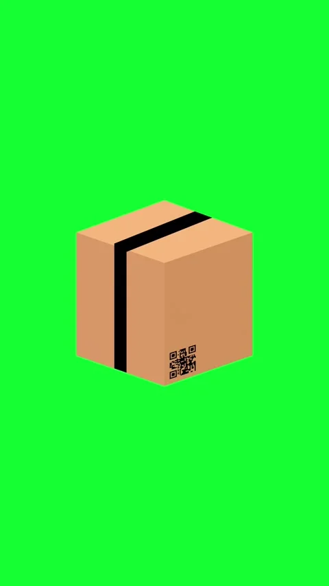 Floating Cardboard Package Box Animation On Green Screen Video stock 346566347