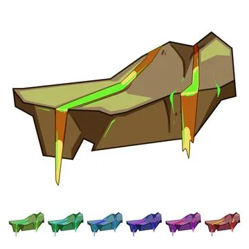 Floating cartoon rock platform with molten lava dripping Stock Illustration
