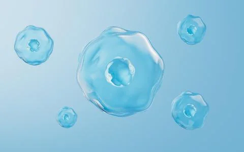 Floating cells in the blue background, skin treatment, biology and medicine.. Stock-Illustration