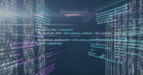 Floating central code panel displaying JavaScript functions forming data tunnel, Stock Illustration