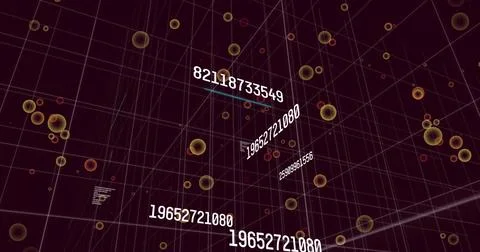 Floating central white numbers receding within 3D wireframe grid, showing 196 Illustrazione stock