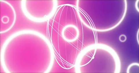 Floating central wireframe oval pulsing in pink purple gradient with white-rim Stock Illustration
