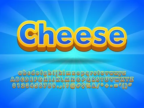 Floating Cheese 3d Font Effect for food product design with glowing background 스톡 일러스트