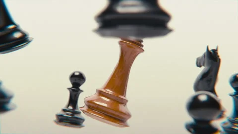 Floating Chess Pieces With The King In The Middle Stock Footage 300943574