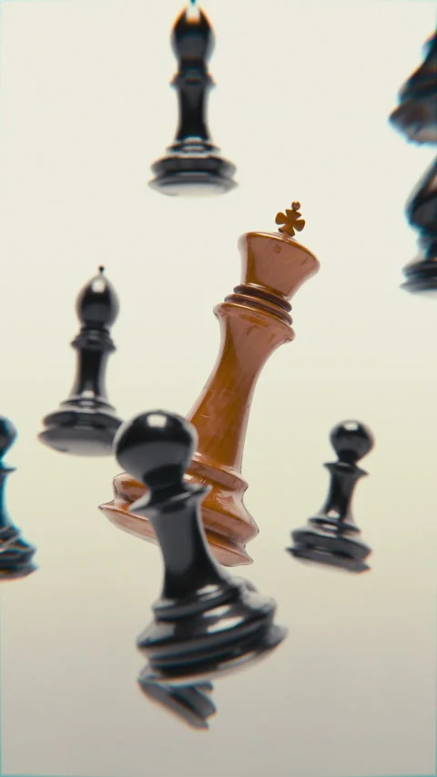 Floating Chess Pieces With The King In The Middle Stock Footage 300943577