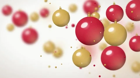 Floating Christmas Baubles Animation Red and Gold Ornaments Holiday Decoration Stock Footage 345942516