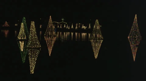 Floating Christmas Trees HD Stock Footage 32707641