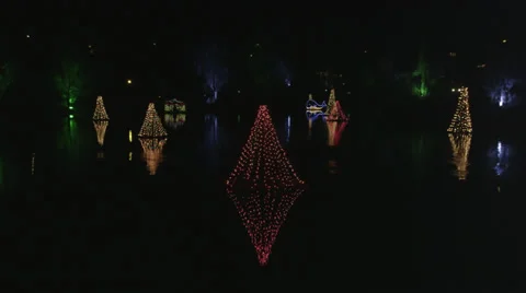 Floating Christmas Trees wide HD Stock Footage 32709196