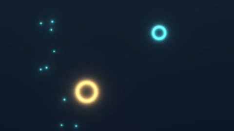 Floating circles and glowing particles in a dark background Stock Footage 338292069