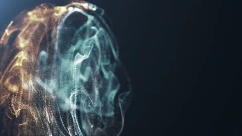 A floating cloud of dust particles collides, isolated against a black background Stock Footage 131867475