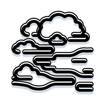 Floating cloud line art stylized weather icon Stock Illustration
