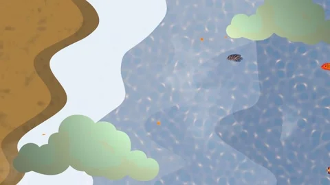 Floating Clouds and Tropical Fish. Summer 4k slow-motion resolution Stock Footage 302939771