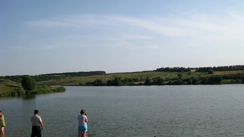 The floating clouds over a small river Stock Footage 106348149
