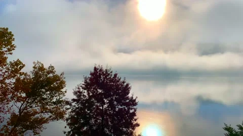 Floating Clouds with Sunlight on Alpine Lake Lugano Stock Footage 163798332