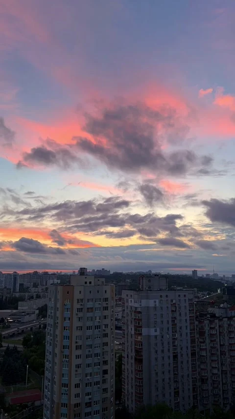 Floating clouds at sunset time Stock Footage 310470150