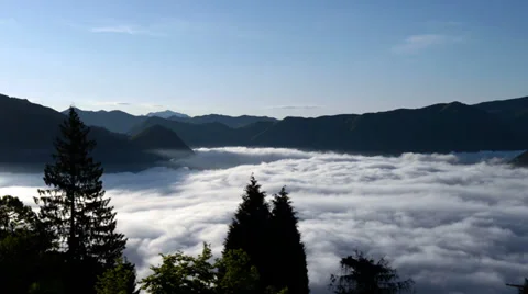 Floating cloudscape above the lake of Lugano Stock Footage