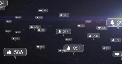 Floating cluster of HUD bubbles drifting across starry space flare, showing like Illustrazione stock