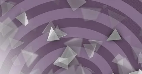 Floating cluster of translucent triangles drifting across purple rings, with Stock Illustration