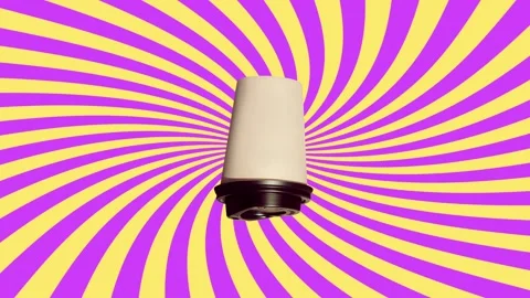 Floating coffee tea cup Hot drink stop motion animation sunburst background Stock Footage 253809938