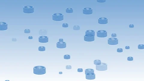 Floating coin stacks gradient background animation Stock Footage 334958580