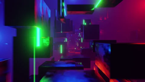 Floating color blocks 3d seamless loop Stock Footage 164006070