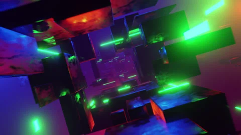 Floating color blocks 3d spin seamless loop Stock Footage 164006217