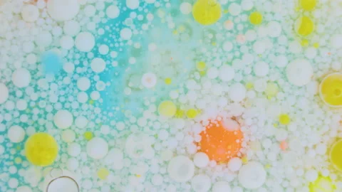 Floating colorful acrylic paint bubbles background Stock Footage 208843288