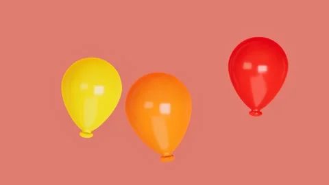 Floating colorful balloons on pink backdrop. 3d rendering Stock Footage 339933456