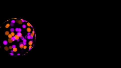 Floating colorful bokeh spheres inside transparent glass ball motion graphic Video stock 339509933