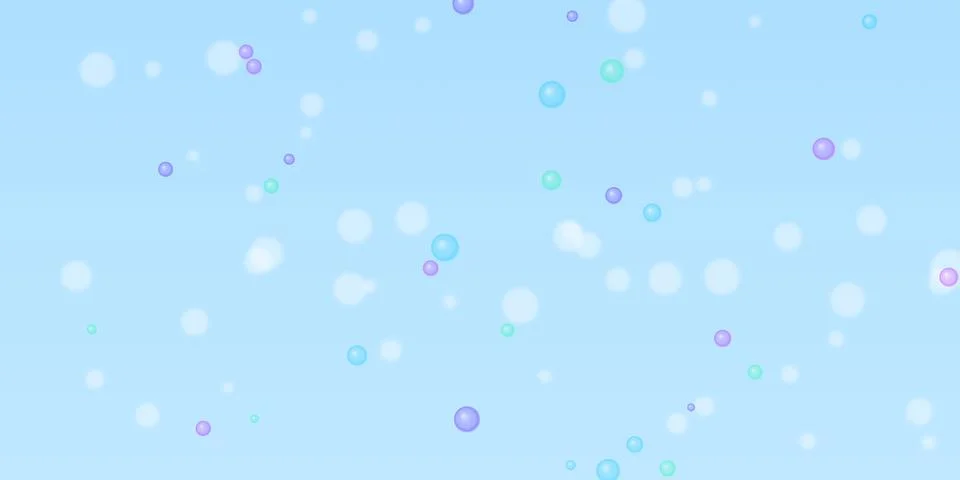 Floating colorful bubbles on a soft light blue background Stock Illustration