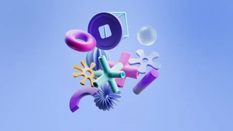 Floating Colorful Geometric Objects Background 库存影片 281602834