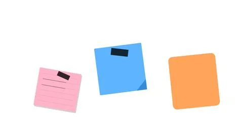 Floating colorful sticky notes with icons Stockillustratie