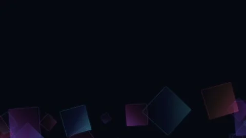 Floating colorful translucent square shapes over a deep black background 库存影片 335118329