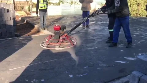 Floating concrete floor. Construction. Hand held. Video stock 252343718