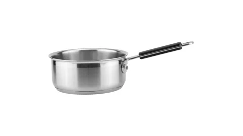 Floating cooking pot isolated on white Stock Footage 339340878