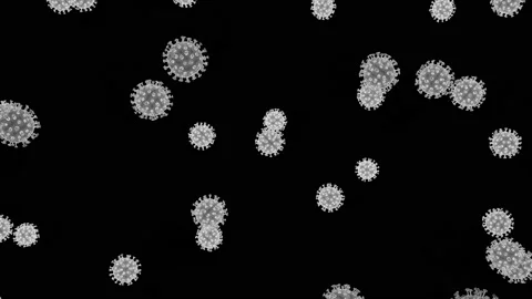 Floating corona virus cells with alpha channel and loop wireframe Stock Footage 130450685
