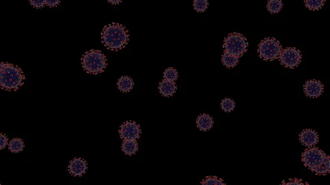 Floating corona virus cells under electron microscope Stock Footage 128913190